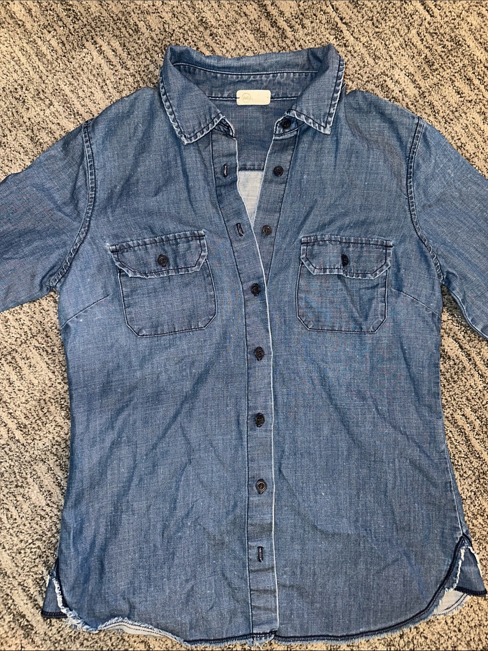Ag Adriano Goldschmied Women's Blue Denim Button-Down Shirt